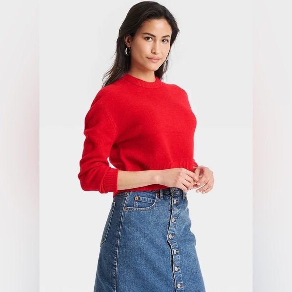 NWT Universal Thread Women's Cozy Knit Crewneck Pullover Sweater, Red, XL - Picture 1 of 6